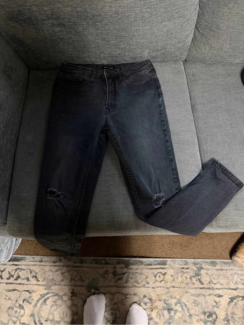 Womens Distressed Black Slim Fit Jeans